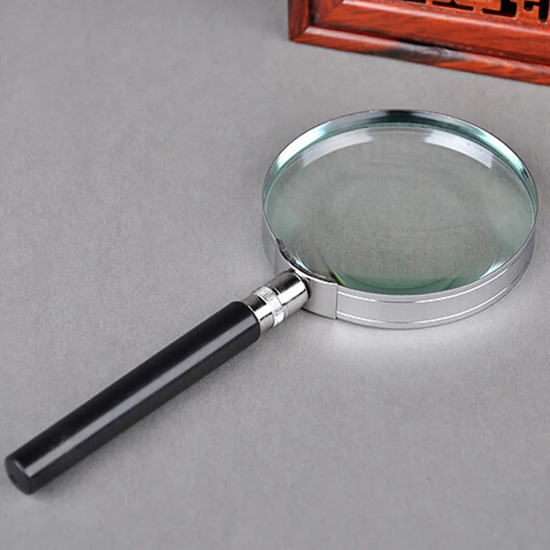 Портативное увеличительное стекло для чтения 6x75мм с металлической рамой и