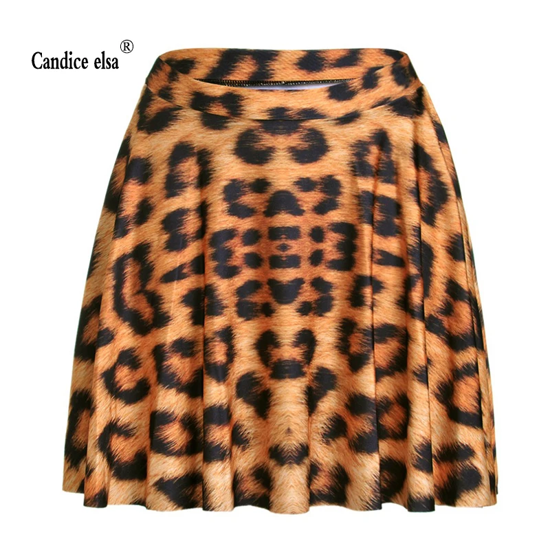 

CANDICE ELSA, женские юбки с цифровым принтом, оптовая продажа, сексуальная леопардовая плиссированная юбка Skt1131