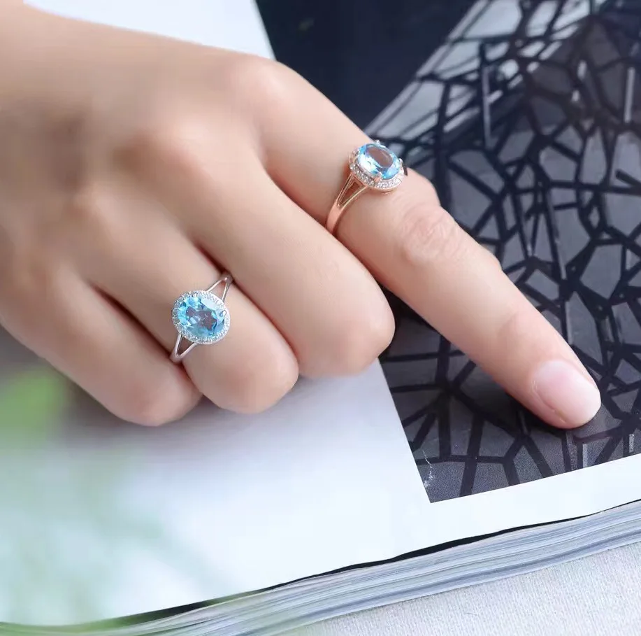 Kjjeaxcmy Fine Jewelry 925 Серебряный инкрустированные Природный Голубой топаз кольцо не является обязательным