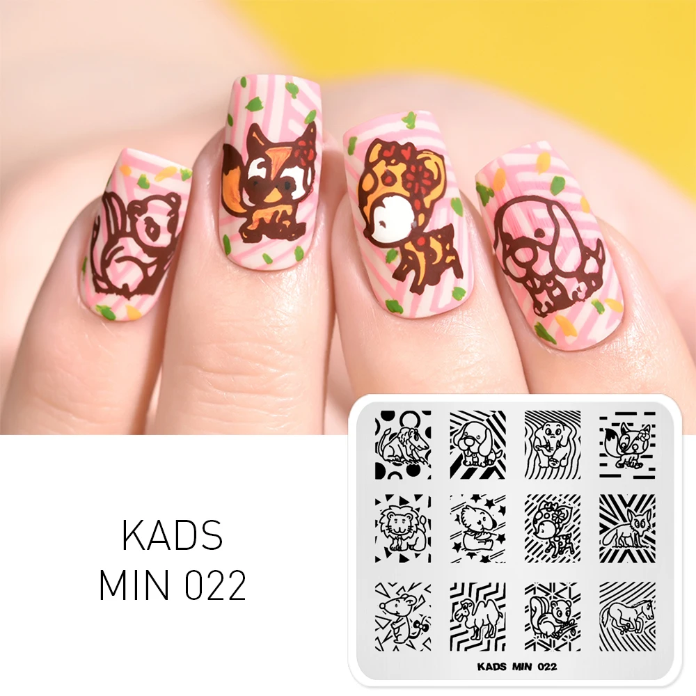 Трафарет KADS с милыми мультяшными животными львом слоном жирафом|stamp plate|image stampnail
