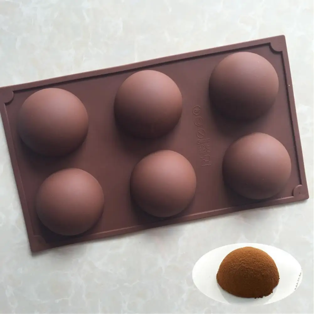 Large Semicircle Mold 6 Cavities Silicone Baking Tool Multi Usage Cake Case Mould For Muffin Jelly (Chocolate Color) Colorful | Дом и сад