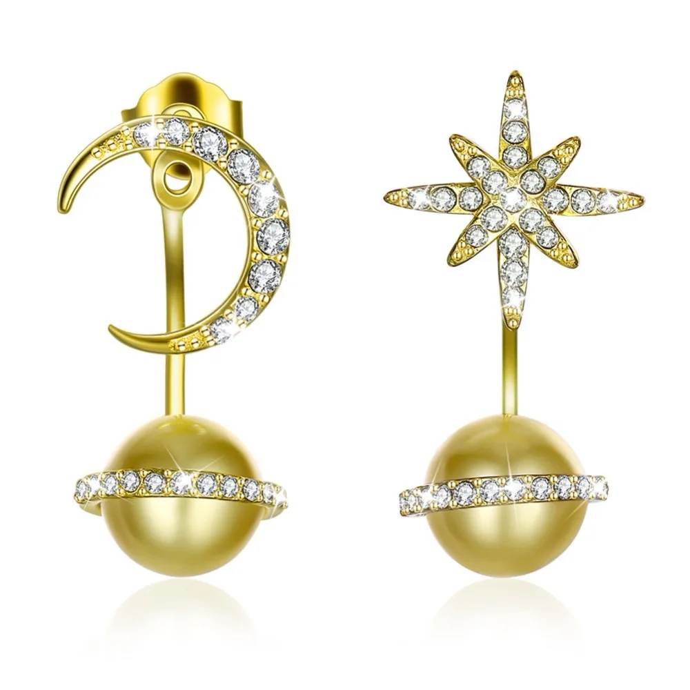 LEKANI кристаллы от Swarovski серьги многократное ношение Звезда Луна жемчужный кулон с