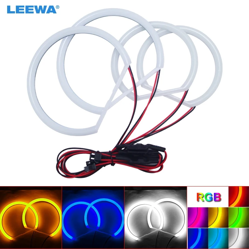 LEEWA 2X131mm 2X106mm автомобильные кольца Halo хлопковые огни SMD Светодиодные глаза ангела