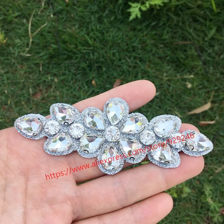 white 3 шт./лот, красные, черные, AB стеклянные кристаллы, аппликация для одежды, прозрачные кристаллы, цветы, отделка для танцевального костюма, украшения обуви - Цвет: white