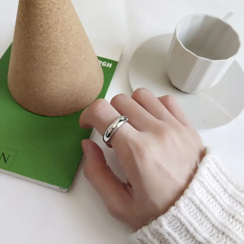 Серебряное глянцевое кольцо Silvology из стерлингового серебра 925 пробы с геометрическим дизайном в промышленном стиле, минималистичные кольца для женщин, классические ювелирные изделия