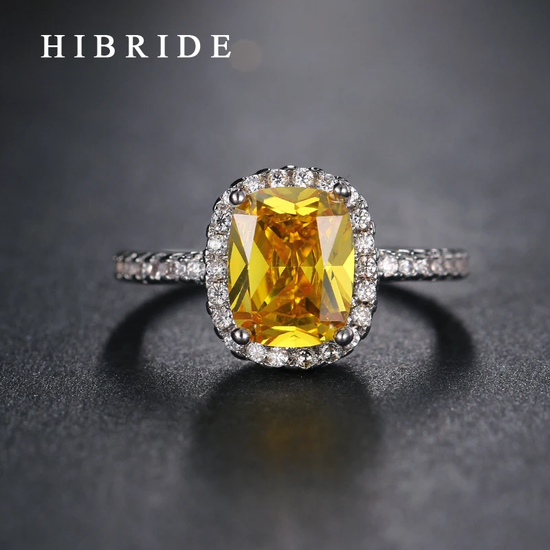 

HIBRIDE Women Wedding Cocktail Ring Top Quality Cubic Zircon White Gold Color Rings Wholesale Price For Girl Gifts QSP0010-130