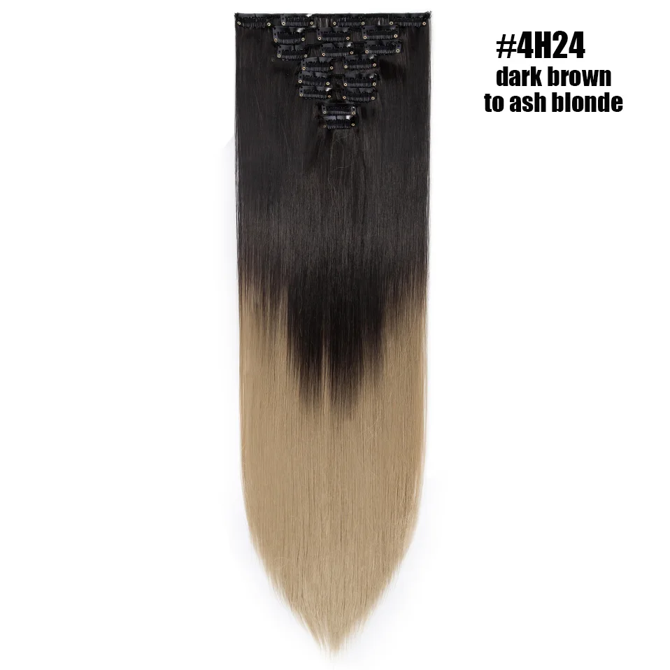 4H24 S-noilite 2" 8 шт. длинные прямые женские клипсы для наращивания волос Синтетические накладные волосы Haistyle термостойкие белый красный фиолетовый - Цвет: 4H24