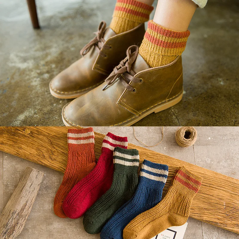 Зимние новые модные теплые женские носки в стиле Харадзюку толстые повседневные