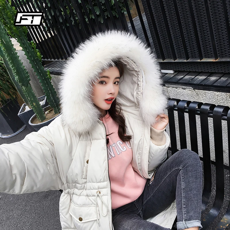 Fitaylor зимняя женская хлопковая парка с капюшоном теплая куртка большим меховым