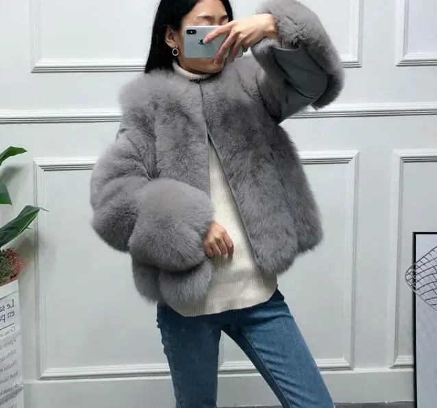 Лучшее пальто из натурального Лисьего меха, Женская куртка из натурального меха, новое пальто из натуральной кожи