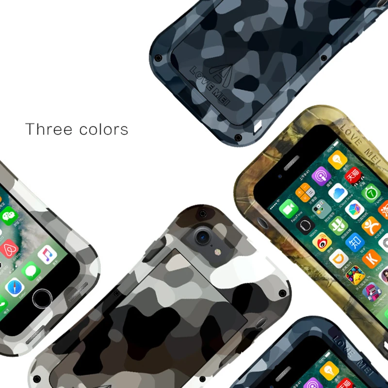 LOVE MEI Camouflage Small Waist Metal Case For iPhone 7 Plus Cover Armor Shockproof Life Waterproof Coque | Мобильные телефоны и