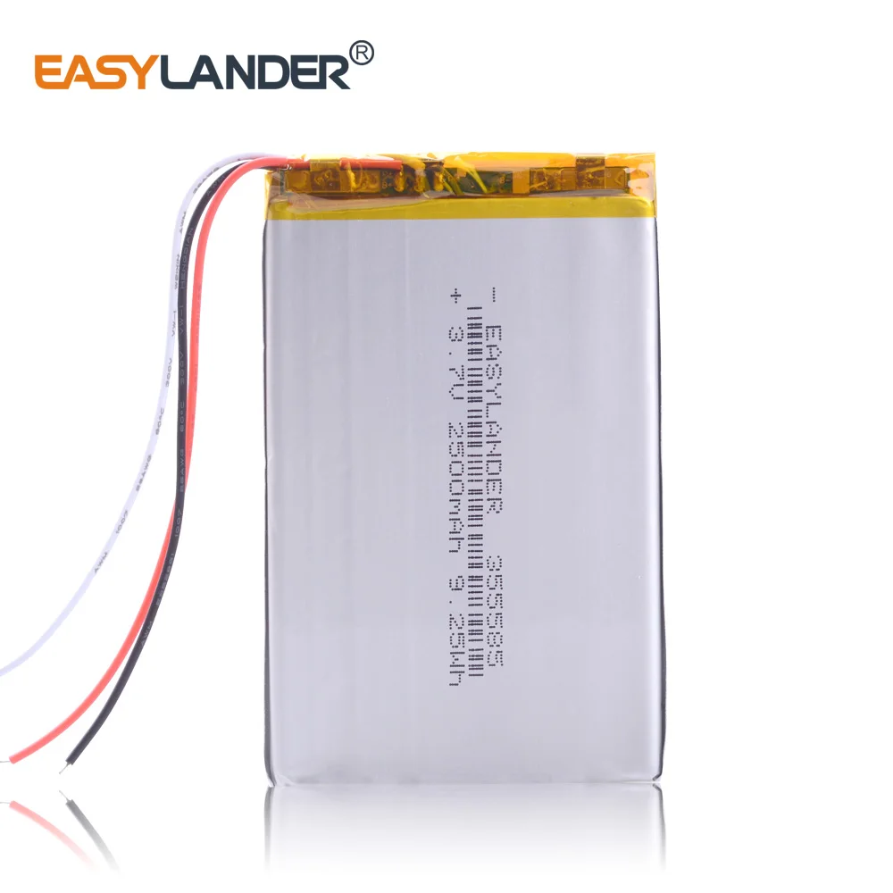 

3-wire 355586 355585 3.7V 2500mAh Polymer Li-ion Rechargeable Battery For e-book onyx a61 onyx boox aurora i62ml