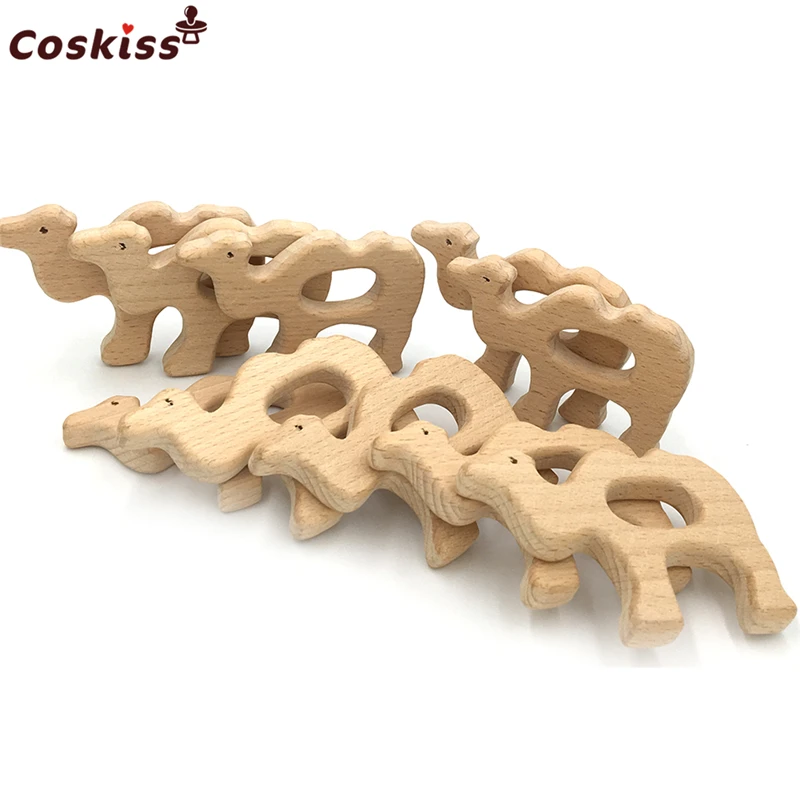 

Beech Wooden Camel Natural Handmade Wooden Teether DIY Wood Personalized Pendent Eco-Friendly Safe Baby Teether Toys