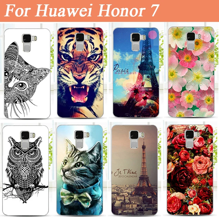 Классный чехол для Honor 7 С Рисунком Тигра совы жесткий пластиковый Модный задней