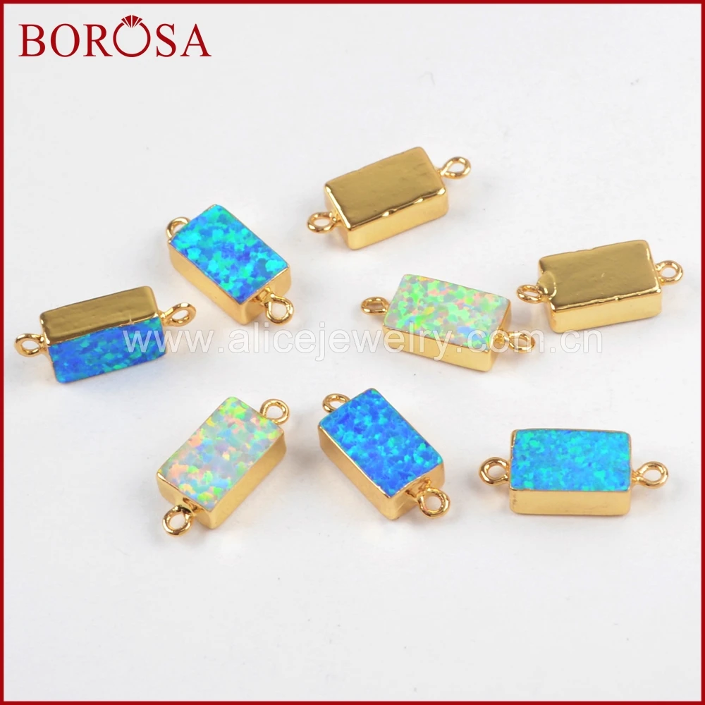 BOROSA 10 шт стильные прямоугольные золотые японские опаловые соединители сделанные