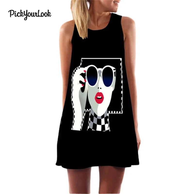 Pickyourlook женское мини платье с цветочным принтом без рукавов женские свободные