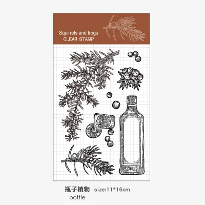 bottle 1 шт. прозрачный лес животное растение Силиконовое уплотнение DIY Материал прозрачные штампы простое уплотнение скрапбук канцелярские принадлежности - Цвет: bottle