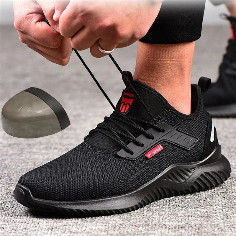 

2021 Fashion Summer Steel Toe Work Shoes for Men Puncture Proof Safety Shoes Man Breathable Light Industrial Casual Shoes Male