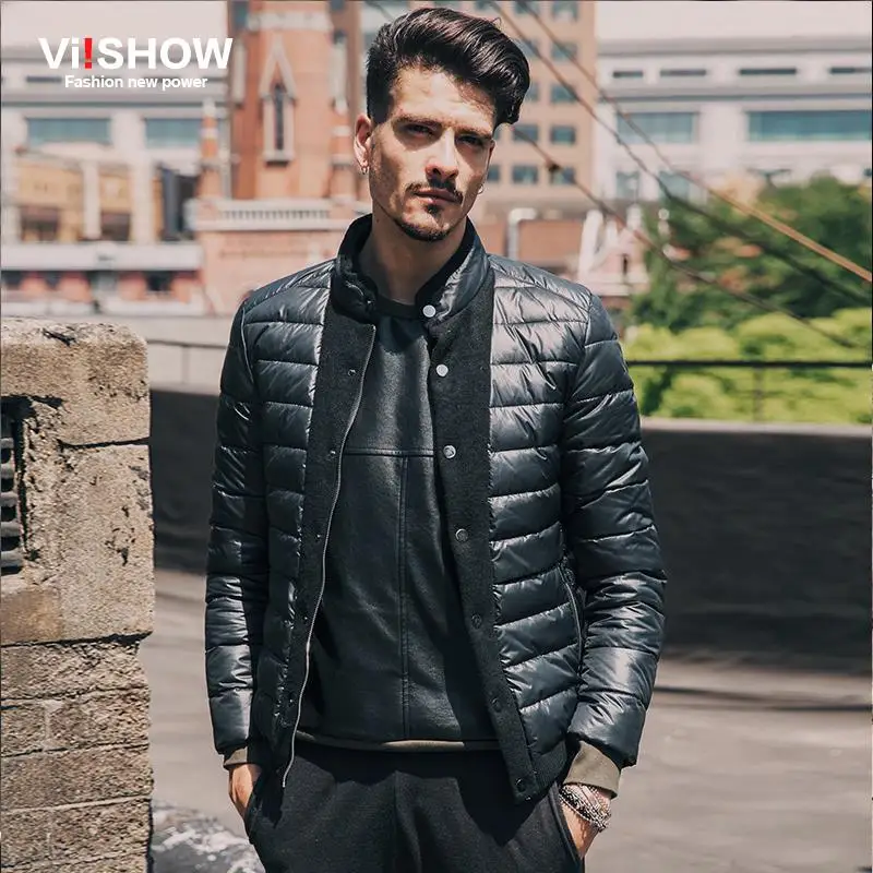 VIISHOW Winter Waterproof Coat Black Covered Button Zipper Jacket Men Brand Male Duck Down Jacket Parkas Men Down Jacket M150354