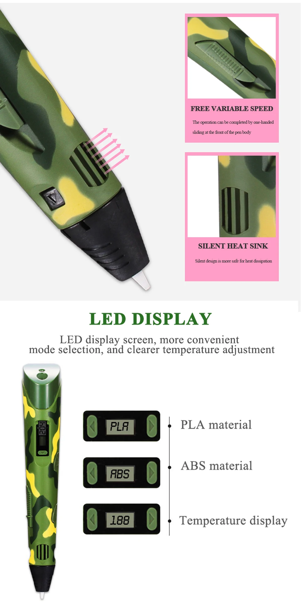 YEMELYA V2S креативная 3D Ручка для печати со светодиодным дисплеем diy принтер игрушки для рисования Развивающие игрушки для детей подарок на день рождения хобби