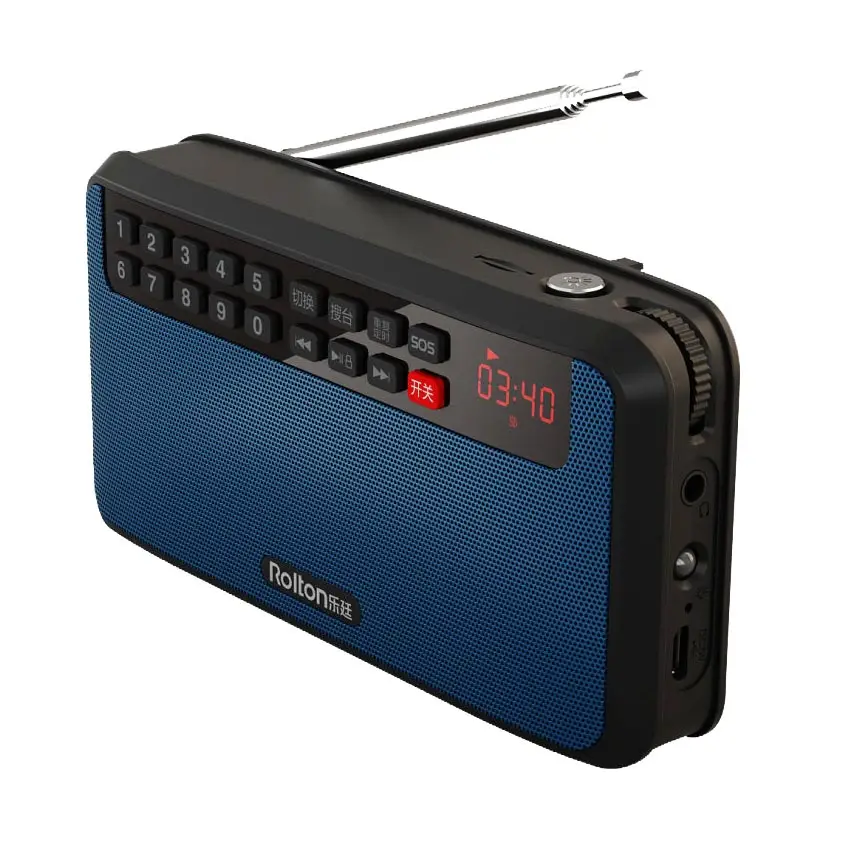 Blue RoltonT60 MP3 стерео плеер мини портативные аудио колонки FM радио со светодиодный экран Поддержка TF карты воспроизведения музыки светодиодный фонарик - Цвет: Blue