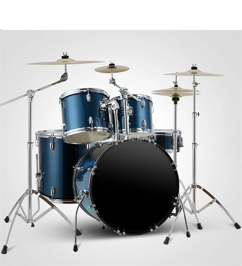 4 Cymbals Blue Профессиональная музыкальная джазовая барабанная установка для детей и взрослых, комплект из 5 барабанов, 4/2 тарелок, двойной масляный барабан из сплава, музыкальные инструменты Q900, 4 цвета - Цвет: 4 Cymbals Blue