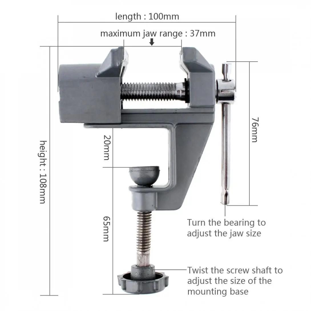 

Mini Portable Aluminum Craft Screw Bench Vise with Adjustable Handle