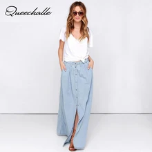 Queechalle весна лето длинная юбка S XXXL Большие размеры женские юбки