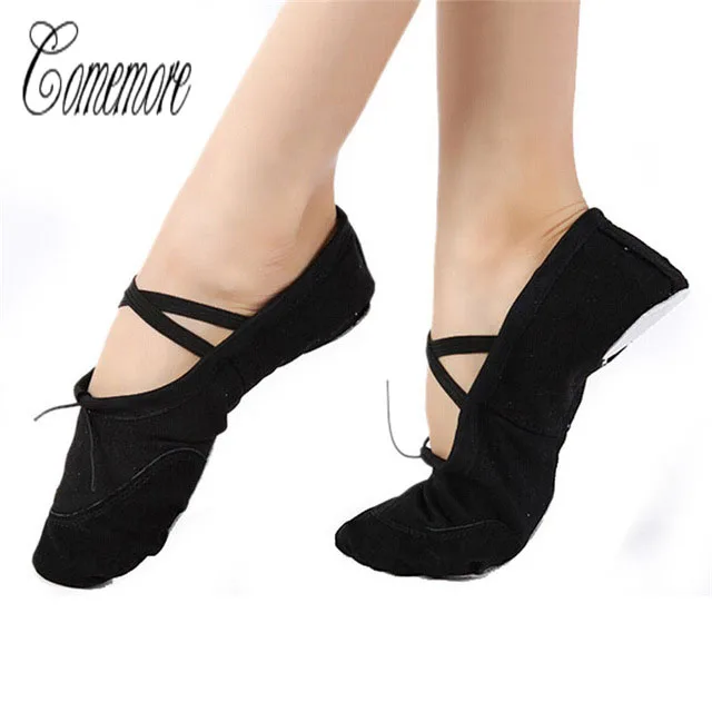 Comemore/2018 популярные детские мягкие балетные туфли для танцев в стиле Пуэнт