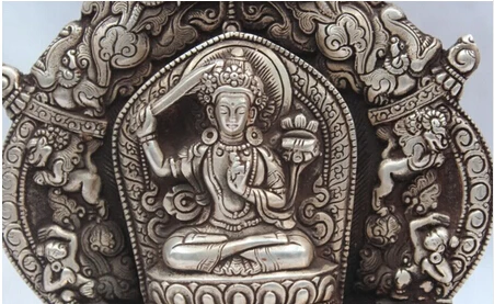 Тибетский серебряный буддийский Дракон Wenshu Manjushri Bodhisattva статуя wan bronze заводские