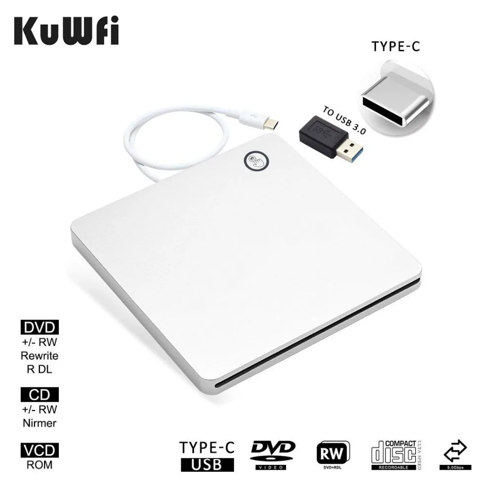Автоматический ингаляционный USB-C горелки внешнего привода DVD CD VCD ридер RW Rewriter Writer плеер для ноутбука/рабочего стола Windows MAC OS