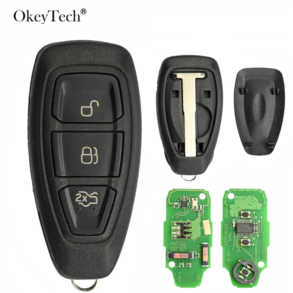 Okeytech 3 кнопки 433 МГц умный Автомобильный Дистанционный ключ для Ford Focus Fiesta Mondeo C Max