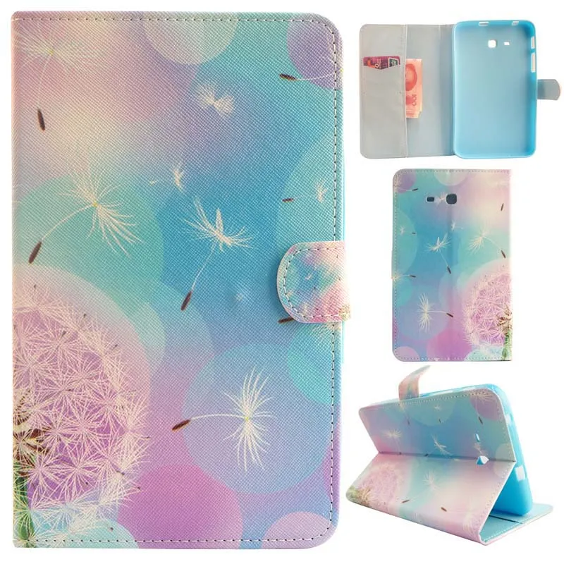 Мягкий чехол из ТПУ с рисунком и подставкой держатель для карт Обложка Samsung Galaxy Tab