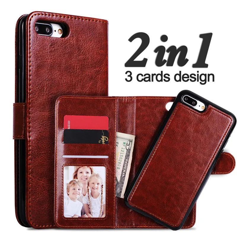 

LANCASE For iPhone 6S Case Detachable Cover Card Slot Wallet Case For iPhone 6S 6 Plus 7 Plus 5 5S SE Case Leather Strap Coque