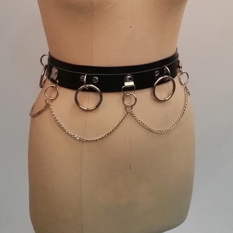 100% ручная работа панк готический мужской женский поясной ремень кожаный цепь