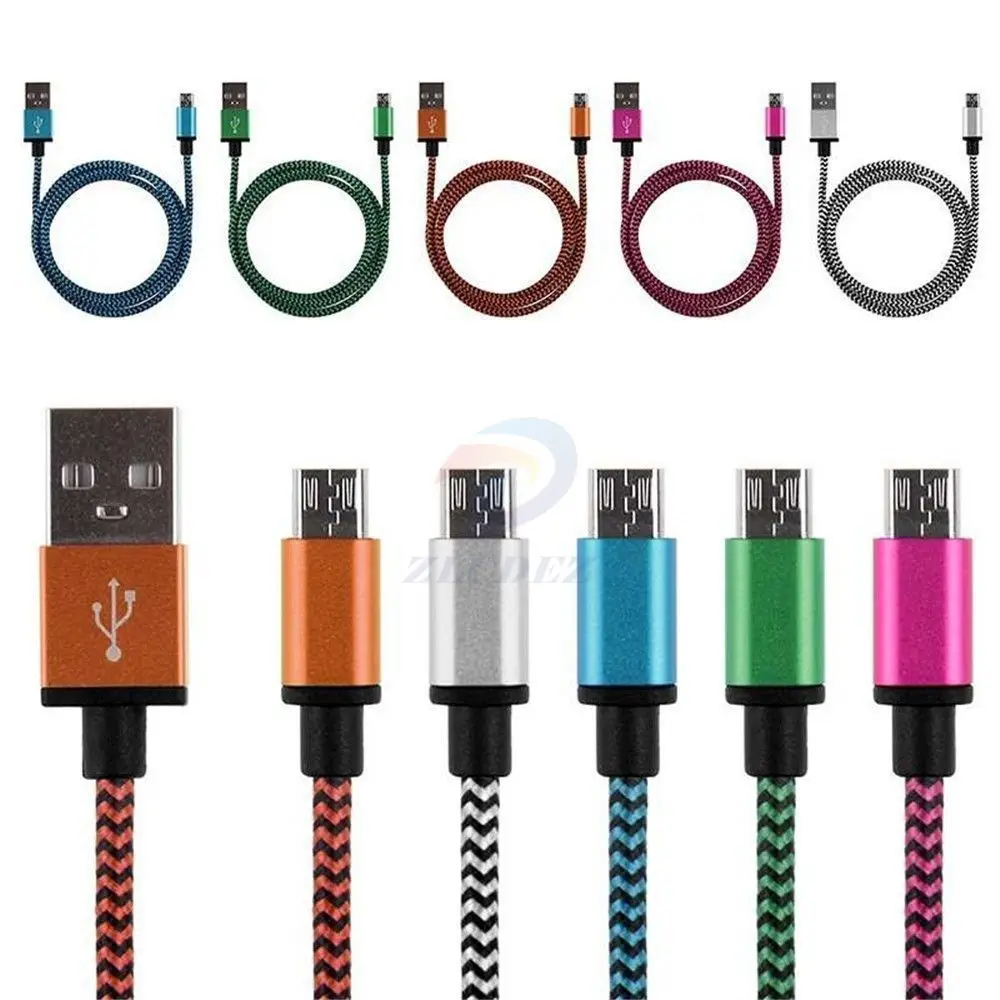 100 шт. 1 м 3 фута 2 6 футов 10 алюминиевая ткань micro 5pin 8pin USB Type C кабель для