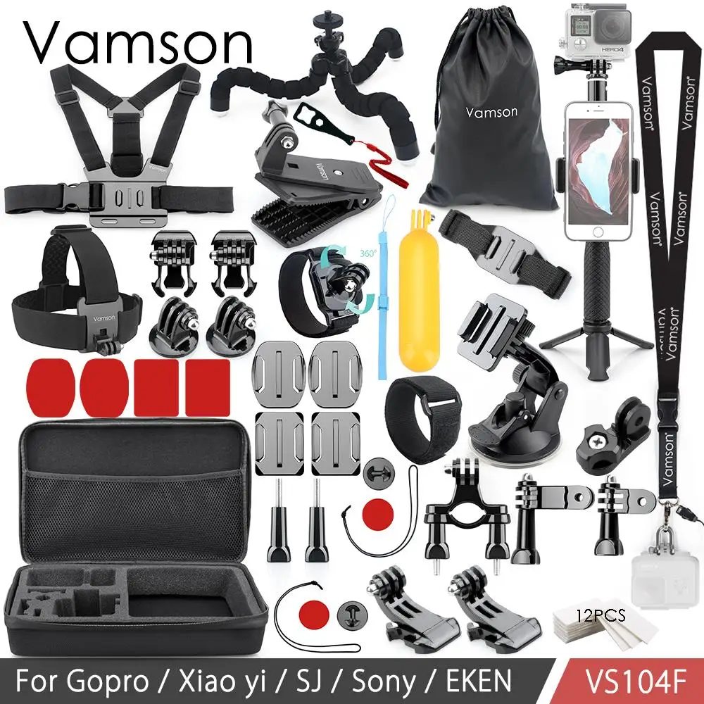 VS104H Vamson для Go pro комплект аксессуаров монопод для Gopro Hero 7 6 5 4 3 для Xiaomi yi для SJCAM eken H9R Mijia VS104 - Цвет: VS104H