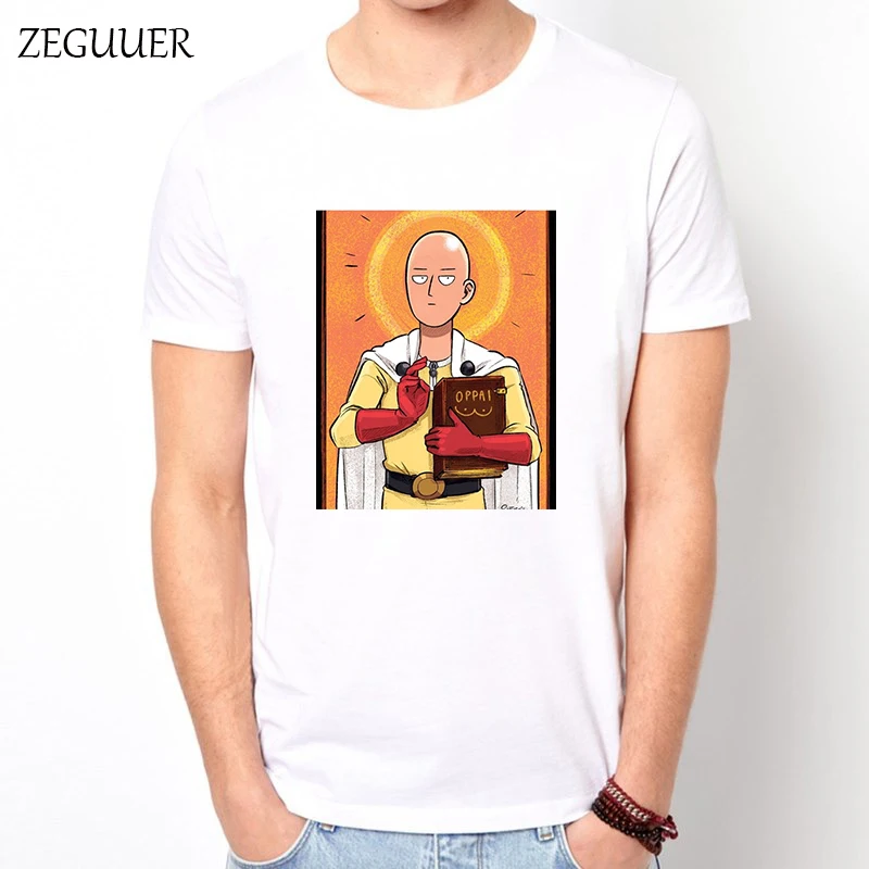 Футболка One Punch The Novel, японское аниме, белая, короткий рукав, Harajuku, уличная одежда, хлопок, Мужская футболка, повседневная одежда