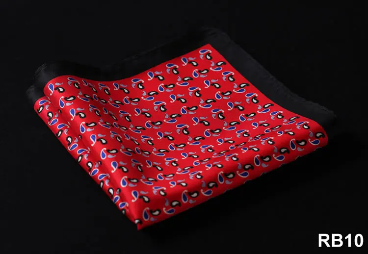 RB10 Red Blue RB Пейсли Цветочные Хаундстут платок натуральный шелк атлас мужской носовой платок Модный классический свадебный карман квадратный - Цвет: RB10 Red Blue