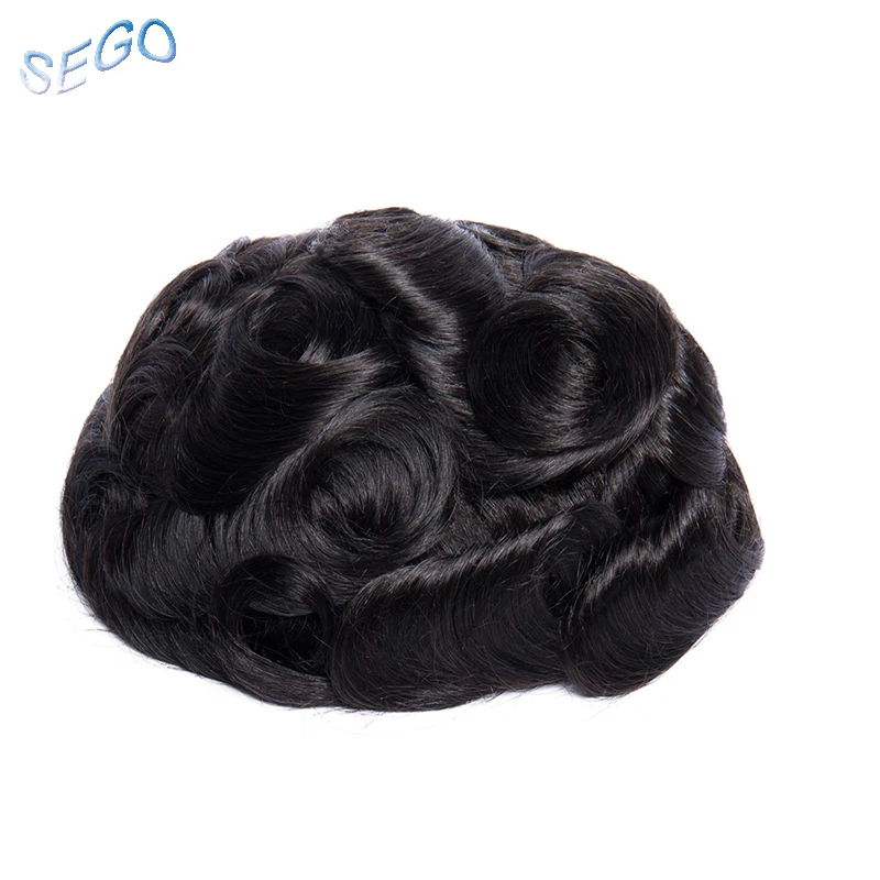 SEGO " x 10" Отделка: кружево и подойдет как для повседневной носки, так и ПУ Для мужчин накладки из искусственных волос настоящие человеческие системы замещения волос парик поли вокруг волосы с разной направленностью кутикулы Density130