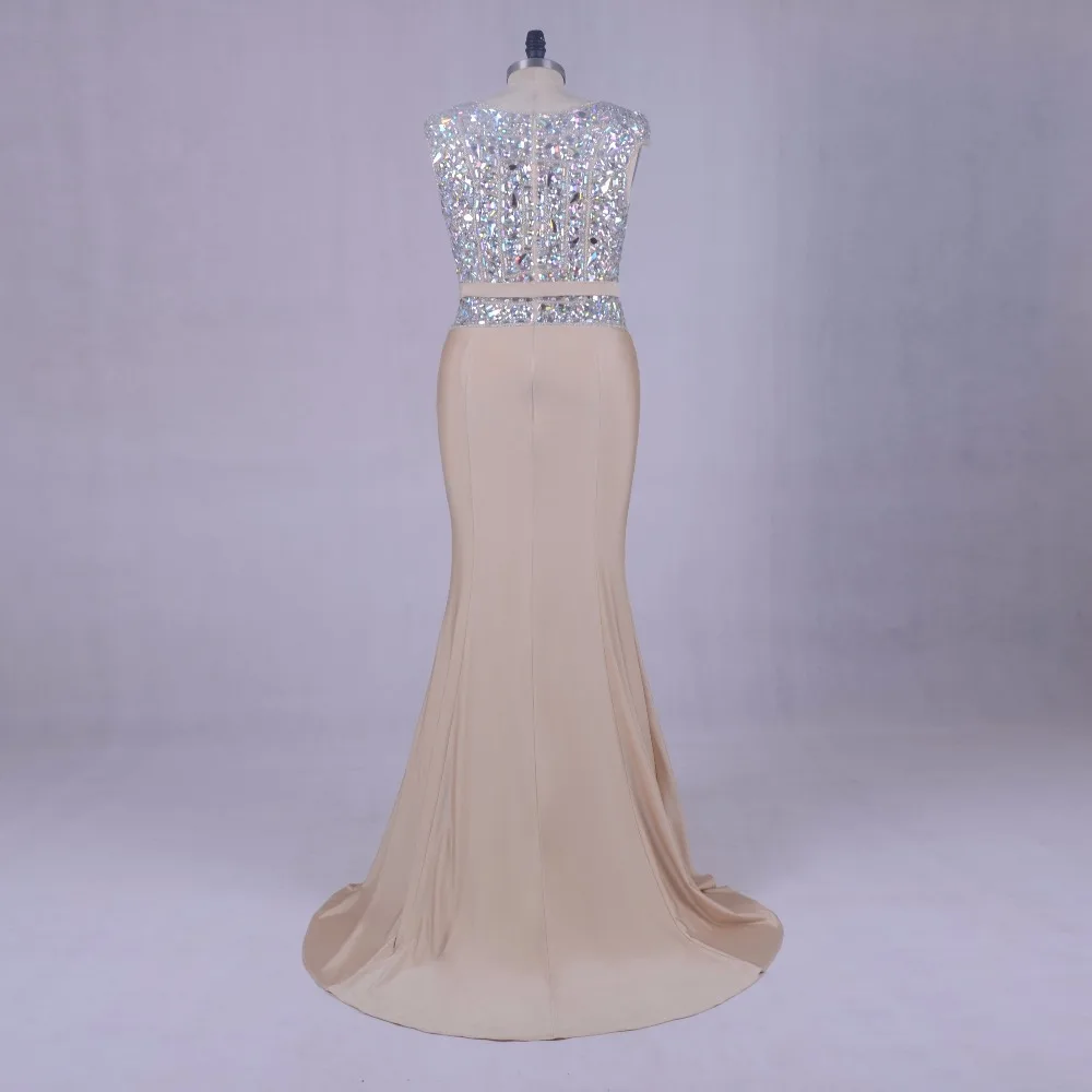 Luxury Rhinestone Mermaid Evening Gowns 2018 Robe Plus Size Bling Champagne Prom Party Formal Long Dresses For Weddings | Свадьбы и
