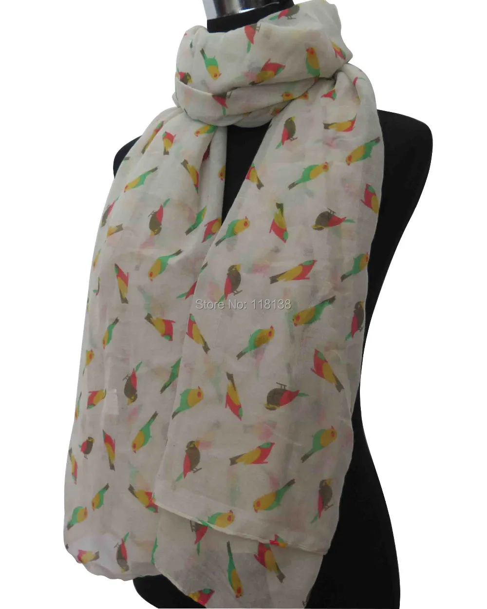 Женский длинный шарф с принтом птиц бесплатная доставка |