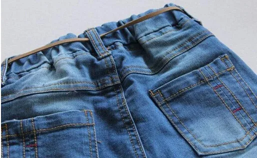 Осенние джинсы для девочек джинсовые штаны детские с вышивкой однотонная