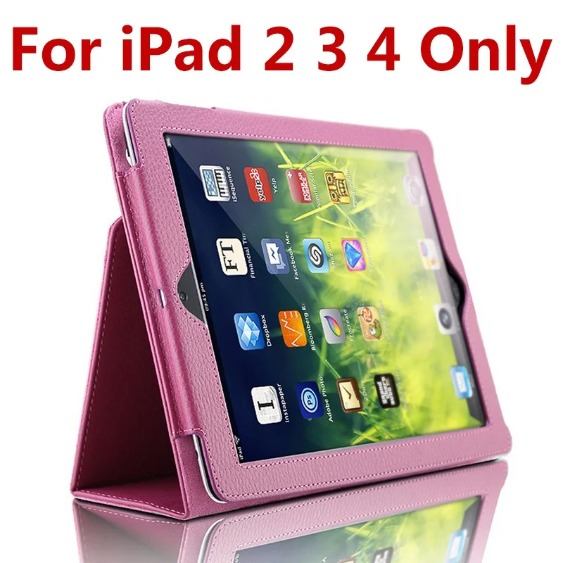 for 2 3 4 Rose Red Чехол для iPad Air 2, GARUNK, Матовый кожаный флип-чехол из личи, смарт-подставка, защитный чехол для iPad 2/3/4, iPad 6, Аксессуары для планшетов - Цвет: for 2 3 4 Rose Red