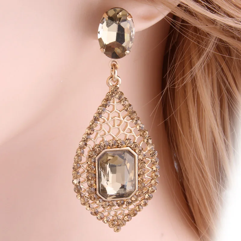 Серьги подвески NeeFu WoFu стразы с кристаллами большие серьги ананасом длинные из