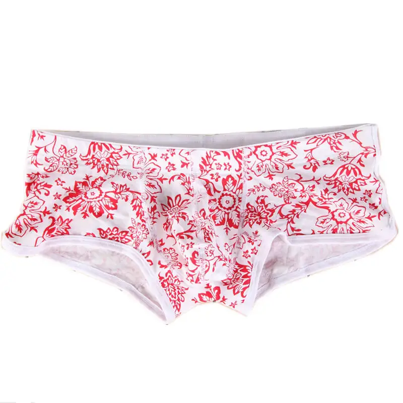 Мужское нижнее белье Cueca мягкие трусы боксеры с цветочным принтом удобные низкой