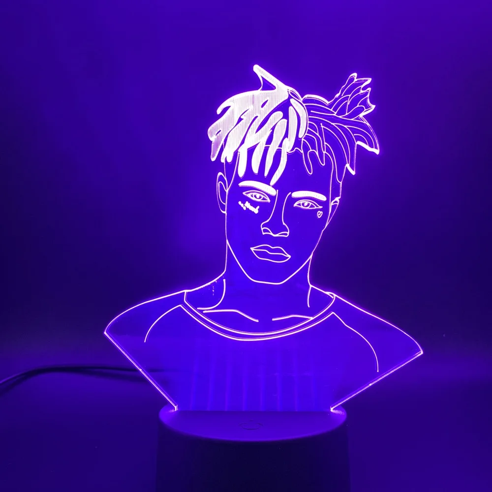 3d светодиодный Ночной светильник, певица XXXTentacion, фигурка, ночной Светильник для детской комнаты, декоративный светильник Jahseh Dwayne Onfroy, лампа 3D