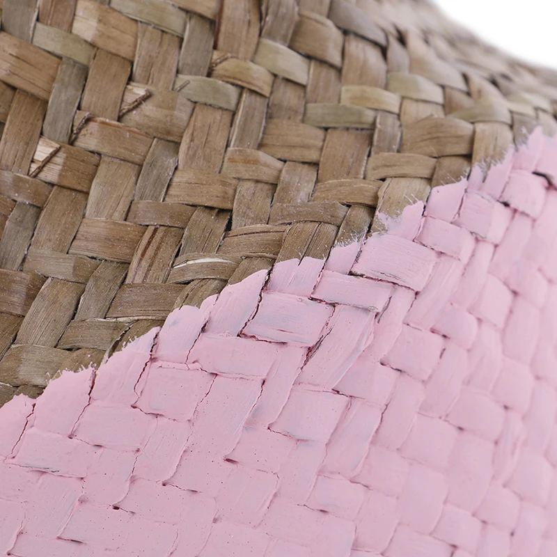 Бамбуковые корзины для хранения Складная соломенная Лоскутная плетеная корзина