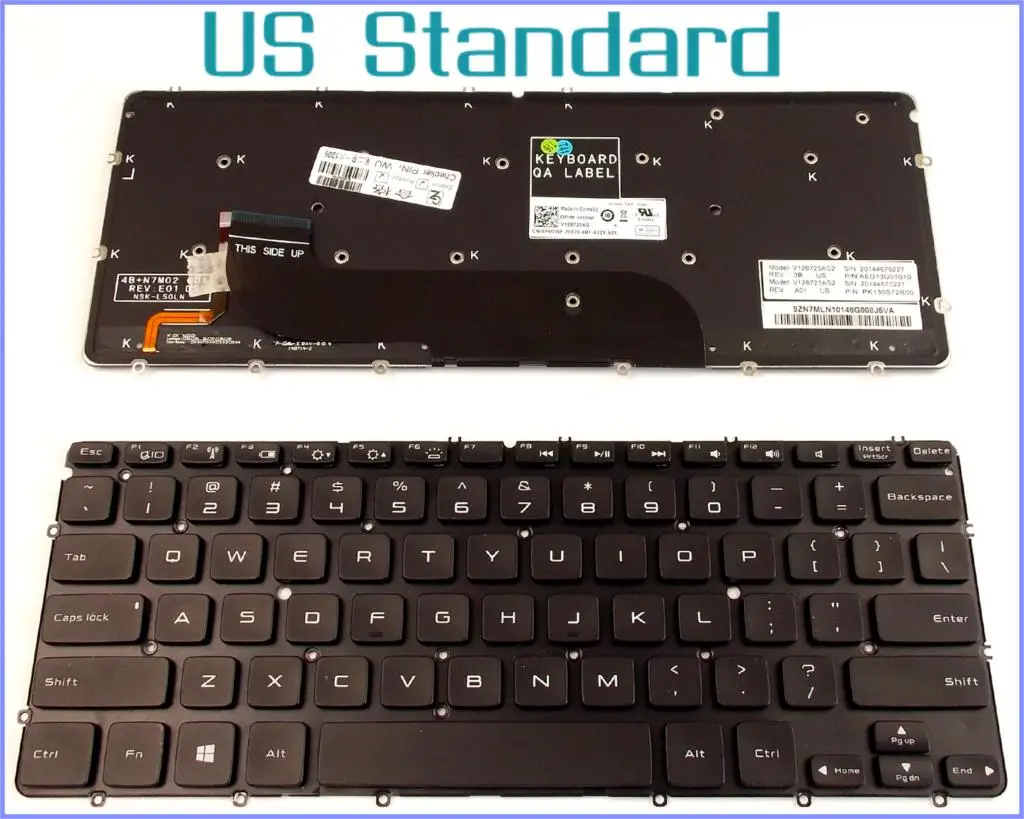 Клавиатура для Dell XPS 12 13 13R 13D 13Z L221X L321X L322X XPS13 ноутбука с черной подсветкой без