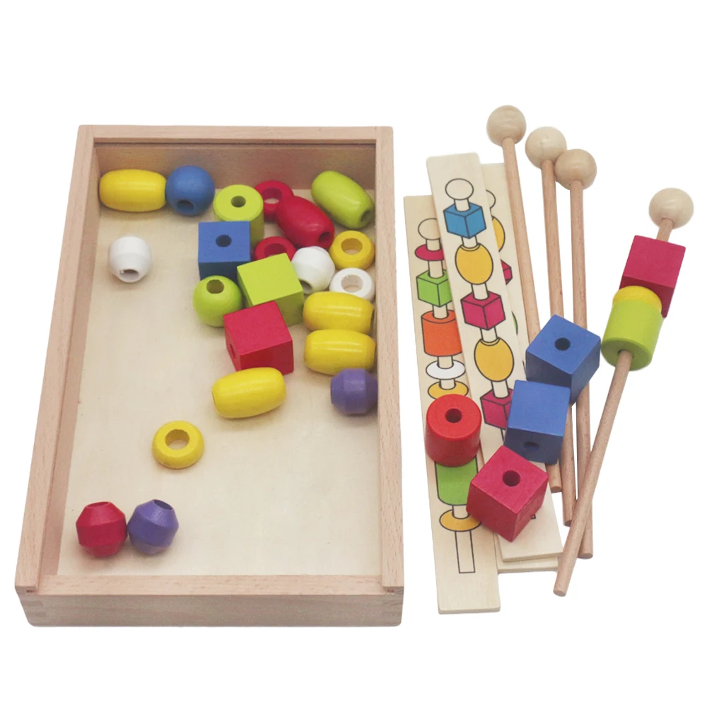 Игрушка montessori деревянный Монтессори бисера Sequencing набор блок игрушечные лошадки